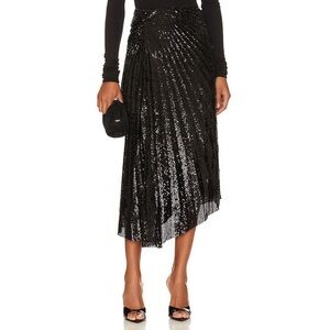 A.L.C. Black Sequin Midi Skirt